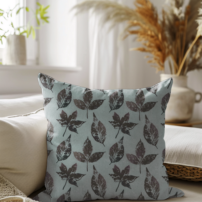Brown and Dark Brown Colour Leaves Pattern readymade cushion cover