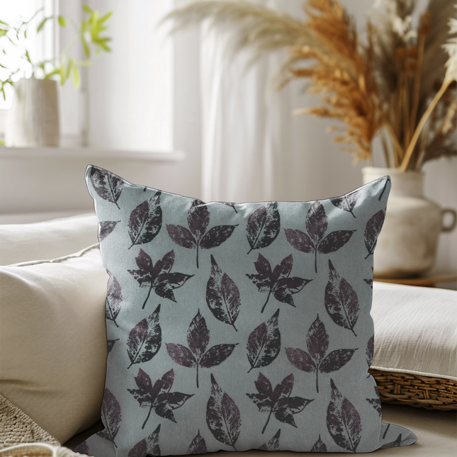 Dusty mauve and Brown Colour Leaves Pattern readymade cushion cover