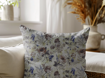 Brown and Soft Olive Colour Floral and Leaves Pattern readymade cushion cover