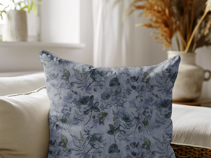 Violet and Indigo Colour Floral and Leaves Pattern readymade cushion cover