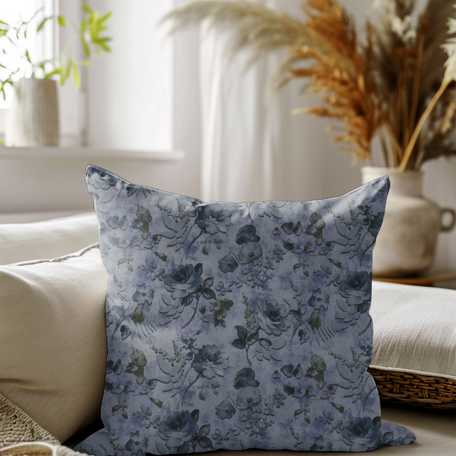 Violet and Indigo Colour Floral and Leaves Pattern readymade cushion cover