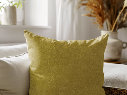 Mustard Yellow Colour Textured Velvet Flock readymade cushion cover