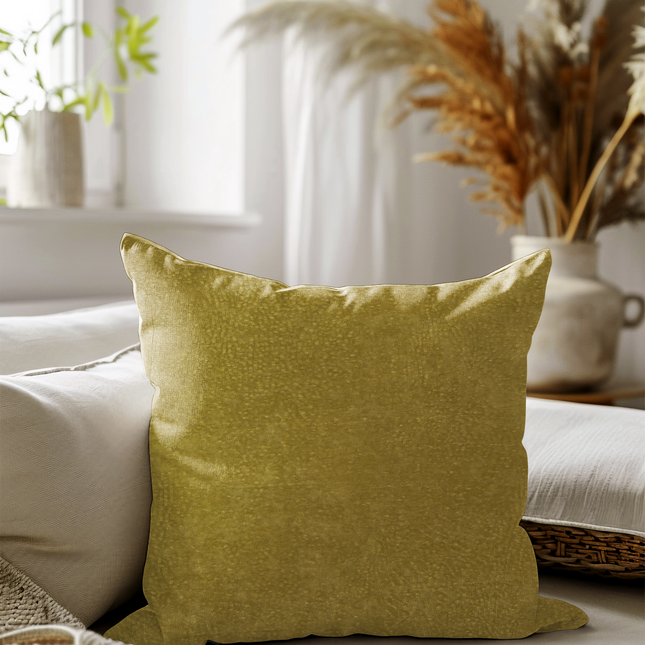 Mustard Yellow Colour Textured Velvet Flock readymade cushion cover