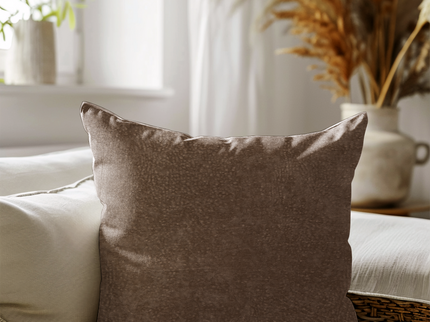 Espresso Brown Colour Textured Velvet Flock readymade cushion cover