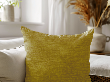 Mustard Yellow Colour Textured Velvet Flock readymade cushion cover