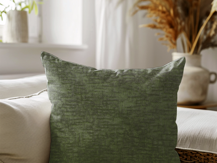 Olive Green Colour Textured Velvet Flock readymade cushion cover