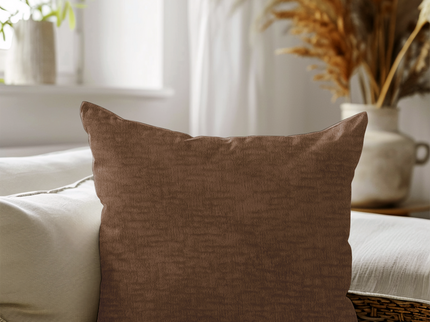 Mocha Brown Colour Textured Velvet Flock readymade cushion cover