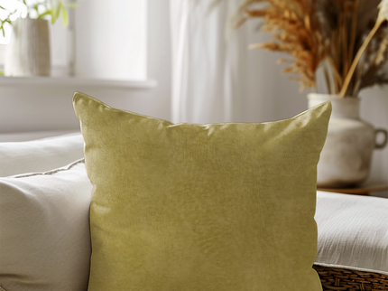 Dark Yellow Colour Textued Velvet Flock readymade cushion cover