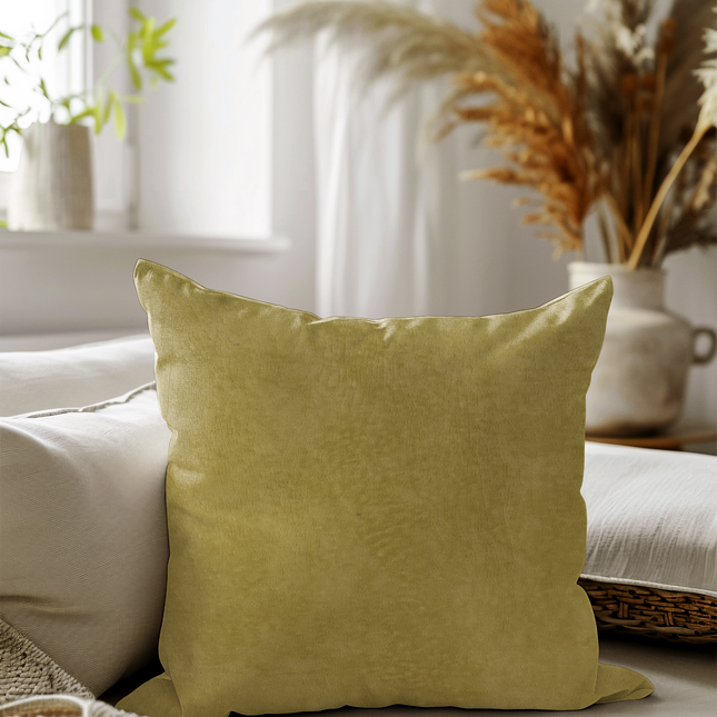 Dark Yellow Colour Textued Velvet Flock readymade cushion cover