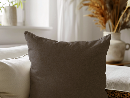 Brown Colour Textured Velvet Flock readymade cushion cover