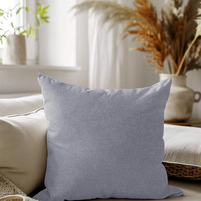 Silver Grey Colour Textured Velvet Flock readymade cushion cover