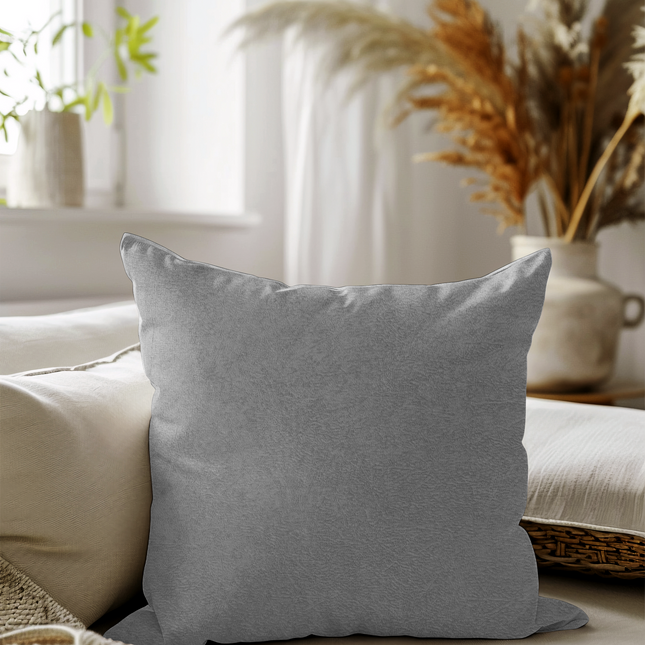 Beige Grey Colour Textured Velvet Flock readymade cushion cover