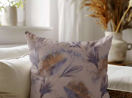 Blue and Slate Grey Colour Floral and Leaves Pattern readymade cushion cover