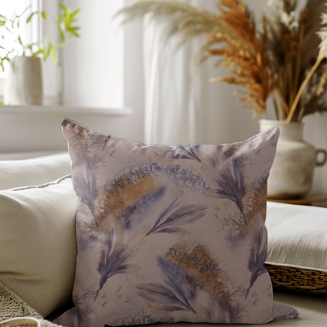 Blue and Slate Grey Colour Floral and Leaves Pattern readymade cushion cover
