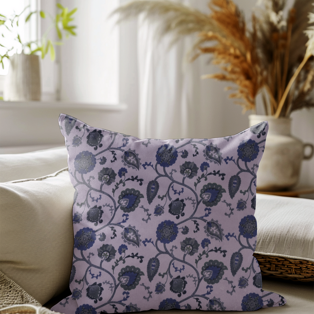 Green and Blue Floral and Leaves Pattern Velvet readymade cushion cover