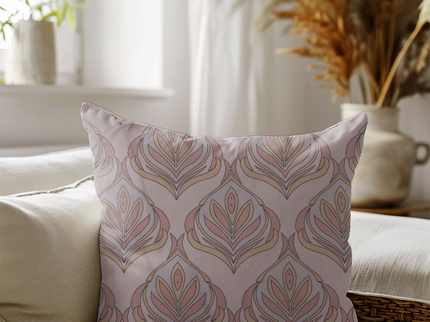 Lavender Grey and Rose Floral and Leaves Pattern Velvet readymade cushion cover