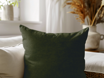 Olive Green Colour Textued Velvet Flock Readymade cushion cover