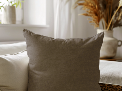 Medium Brown Colour Textuerd Velvet Flock Readymade cushion cover