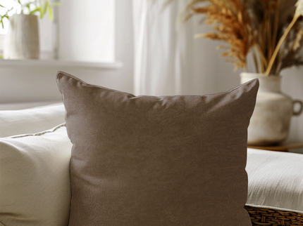 Dark Brown Colour Textured Velvet Flock Readymade cushion cover