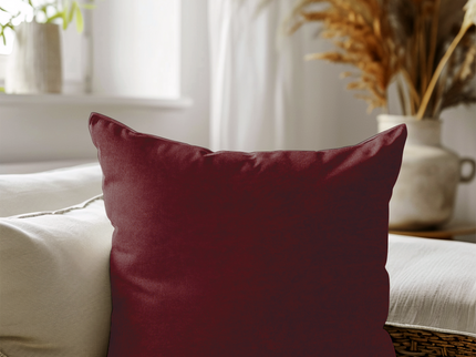 Maroon Colour Textured Velvet Flock Readymade cushion cover