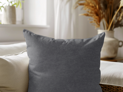 Dark Ash Brown Colour Textured Velvet Flock Readymade cushion cover