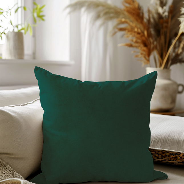 Medium Green Colour Textured Velvet Flock readymade cushion cover
