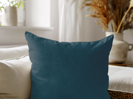 Turquoise Colour Plain Velvet Flock readymade cushion cover