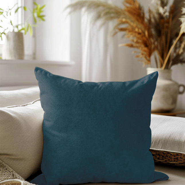 Turquoise Colour Plain Velvet Flock readymade cushion cover