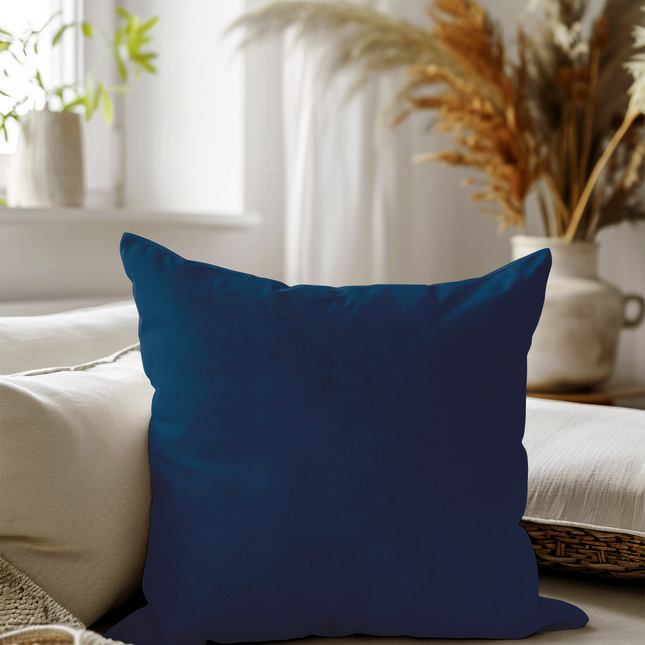 Royal Blue Colour Plain Velvet Flock readymade cushion cover