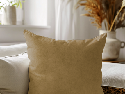 Peanut Brown Colour Plain Velvet Flock Readymade cushion cover