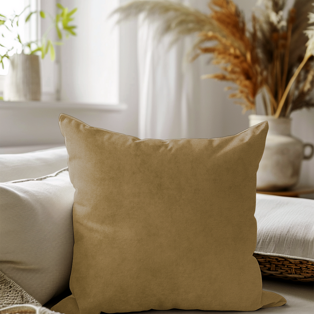 Peanut Brown Colour Plain Velvet Flock Readymade cushion cover