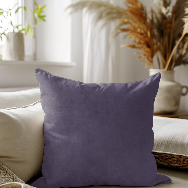 Mauve Violet Colour Plain Velvet Flock readymade cushion cover