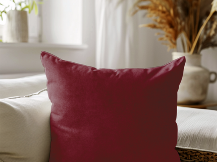 Rust Red Colour Plain Velvet Flock readymade cushion cover