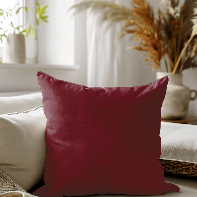 Rust Red Colour Plain Velvet Flock readymade cushion cover