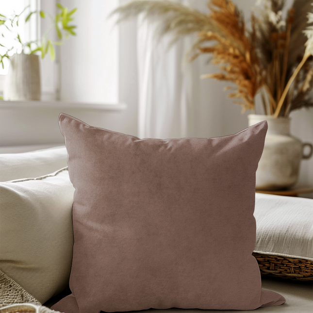Peach Colour Plain Velvet Flock readymade cushion cover