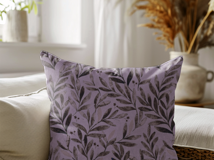 Brown Colour Leaves Pattern Velvet readymade cushion cover