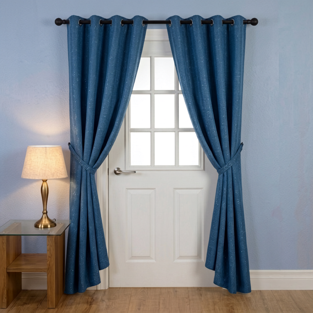 Grey colour textured velvet Flock readymade curtain
