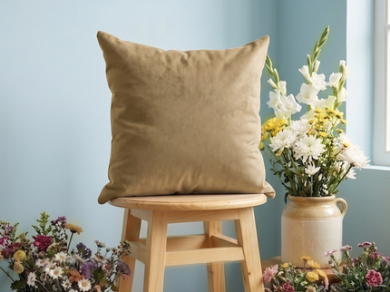 Peanut Brown Colour Plain Velvet Flock Readymade cushion cover