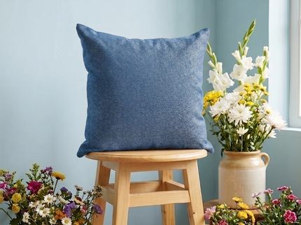 Royal blue colour textured pattern velvet flock readymade cushion cover