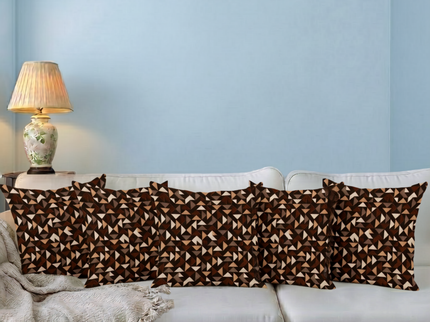 Multicolour geometric pattern velvet flock readymade cushion cover