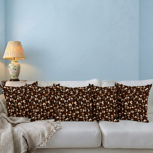 Multicolour geometric pattern velvet flock readymade cushion cover
