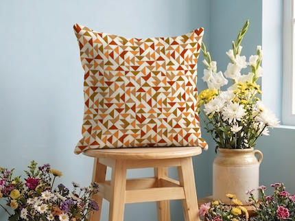 Multicolour geometric pattern velvet flock readymade cushion cover