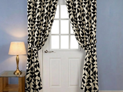 Multicolour geometric pattern velvet flock readymade curtain