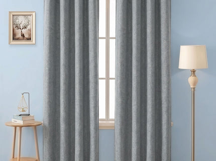 Greenish Beige Colour Textured Velvet Readymade Curtain