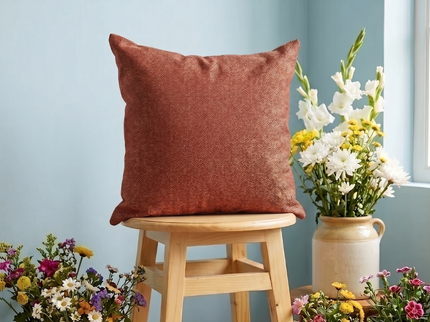 Rust red colour textured pattern velvet flock readymade cushion cover