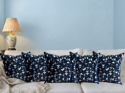 Multicolour geometric pattern velvet flock readymade cushion cover
