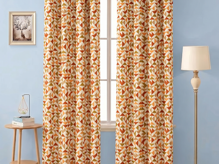 Multicolour geometric pattern velvet flock readymade curtain