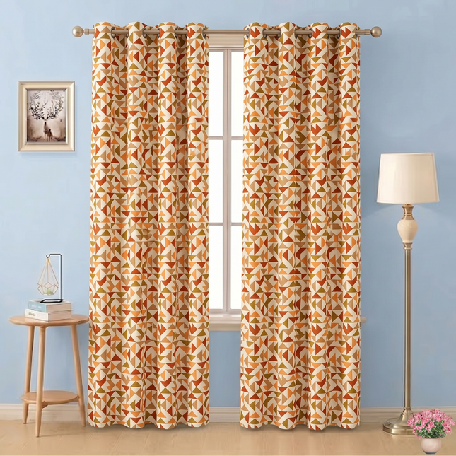 Multicolour geometric pattern velvet flock readymade curtain