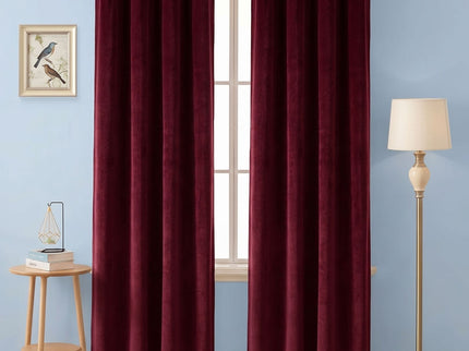 Wine colour textured pattern velvet flock readymade curtain