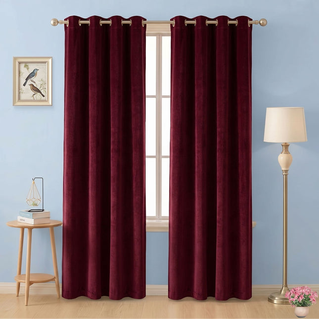 Wine colour textured pattern velvet flock readymade curtain